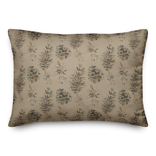 Pinecones on Brown Rectangle Throw Pillow